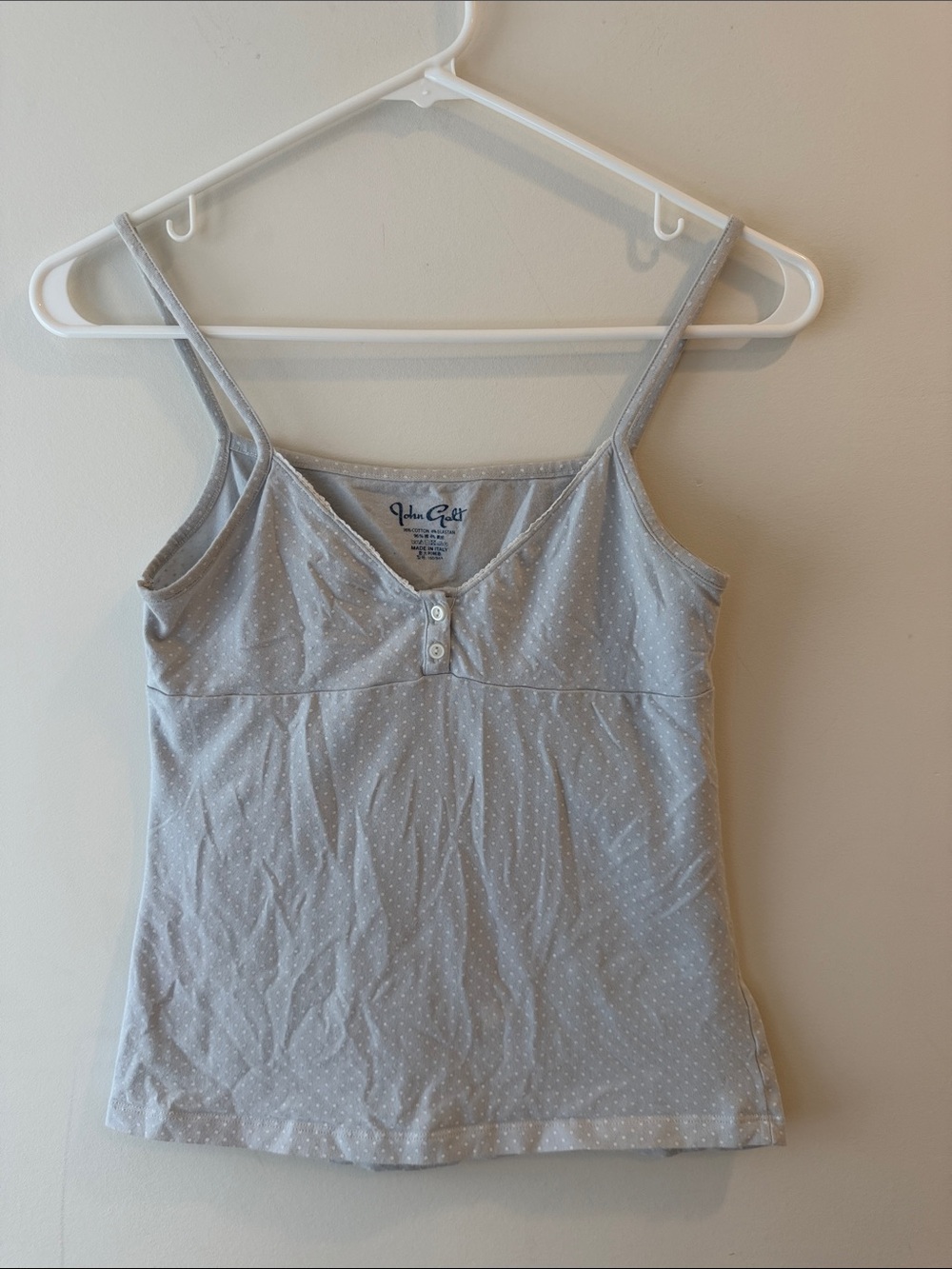 Brandy Melville Pale Blue Polka Dot Spaghetti Strap Tank